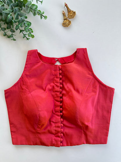 Peach Orange Sleeveless Blouse
