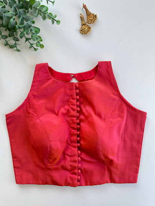 Peach Orange Sleeveless Blouse