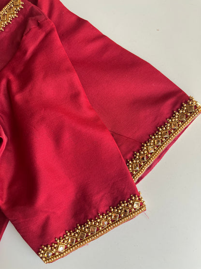 Cherry Red Handwork Blouse