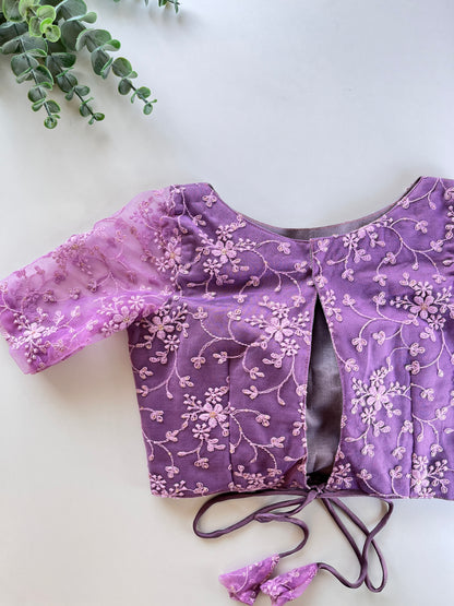 Lavender Floral Net Blouse