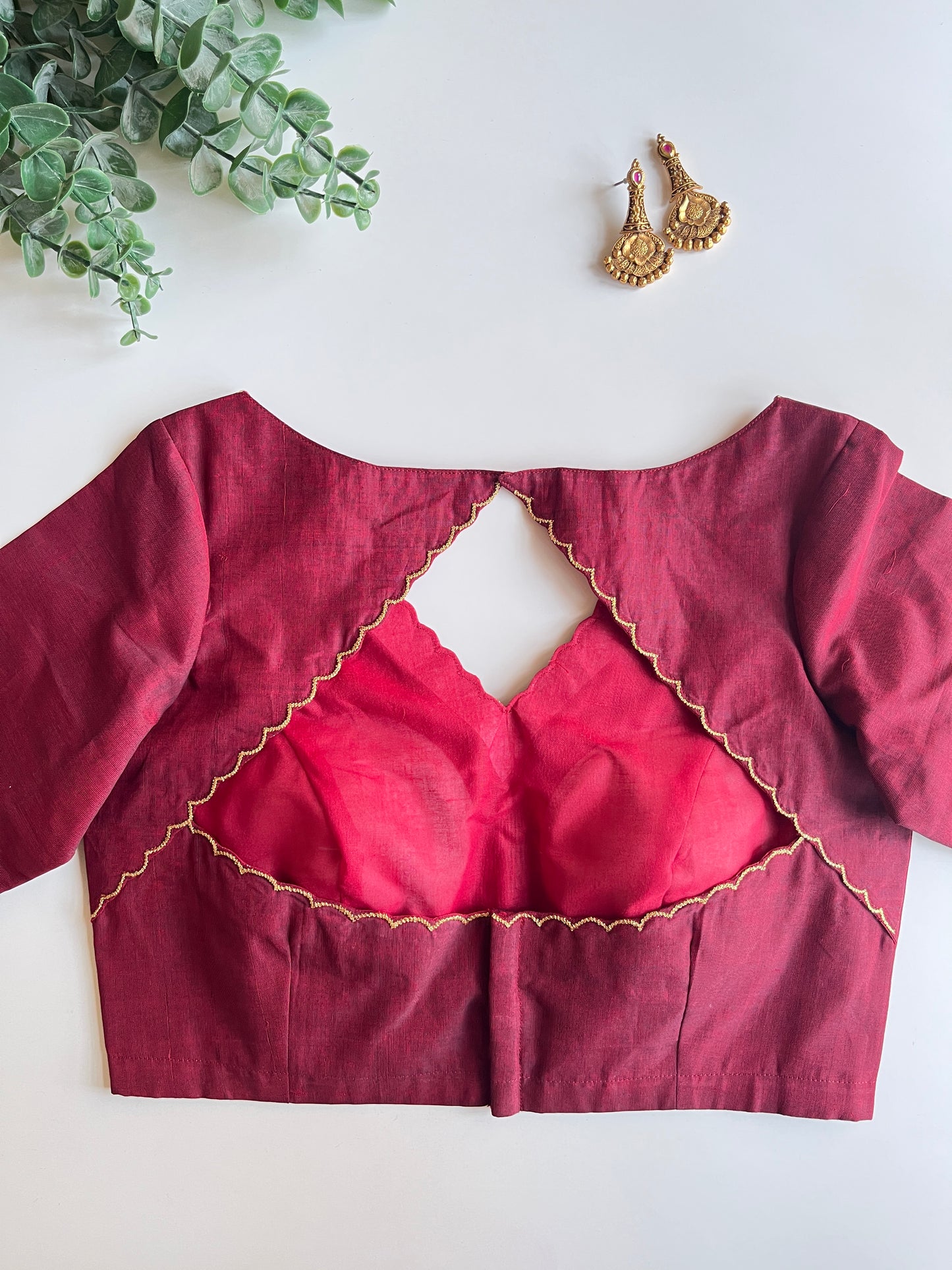 Maroon Border Blouse