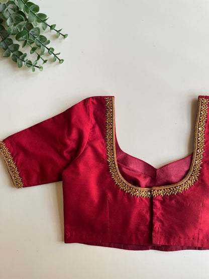 Cherry Red Handwork Blouse