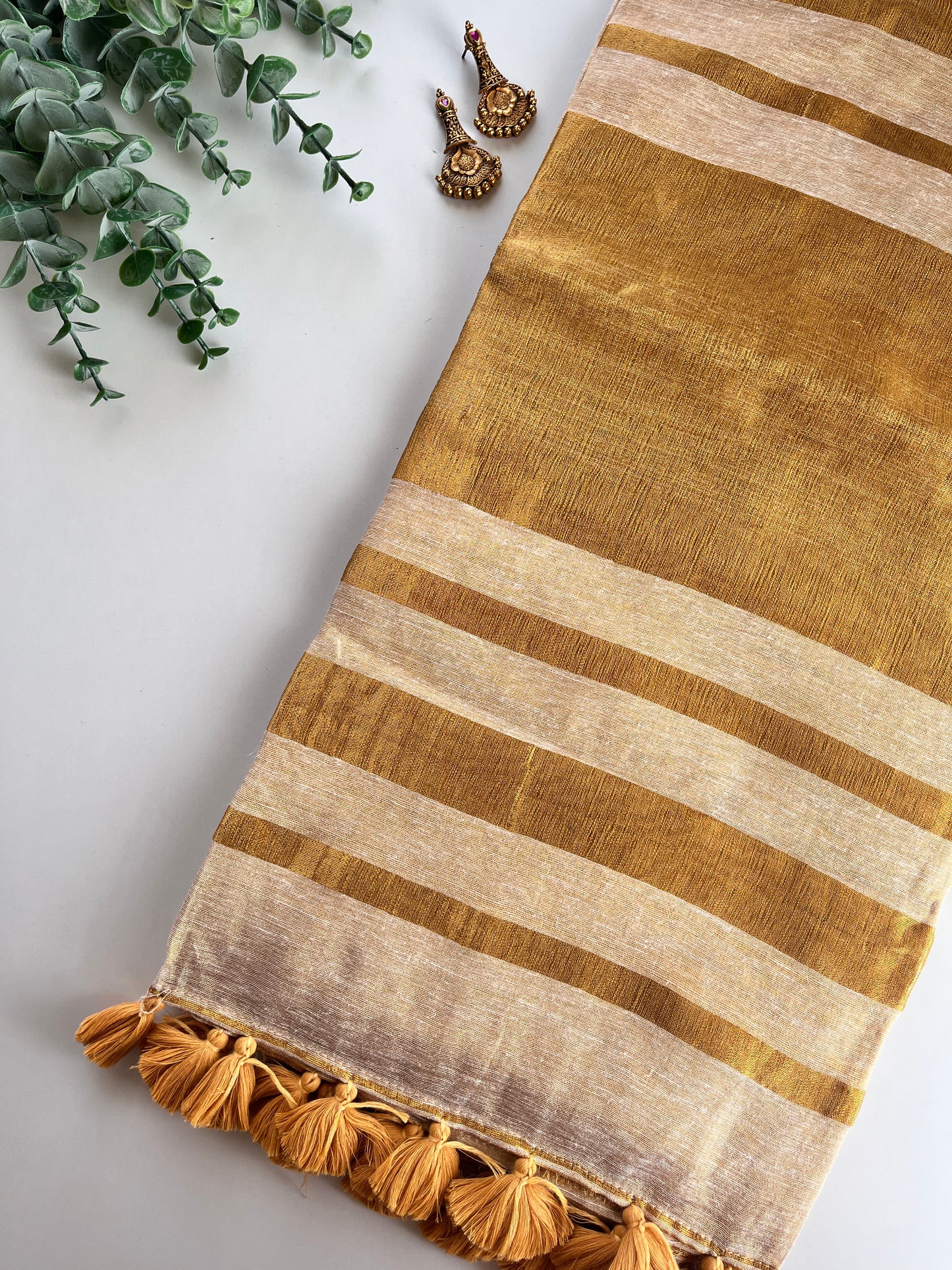 Tissue Linen Golden Saree