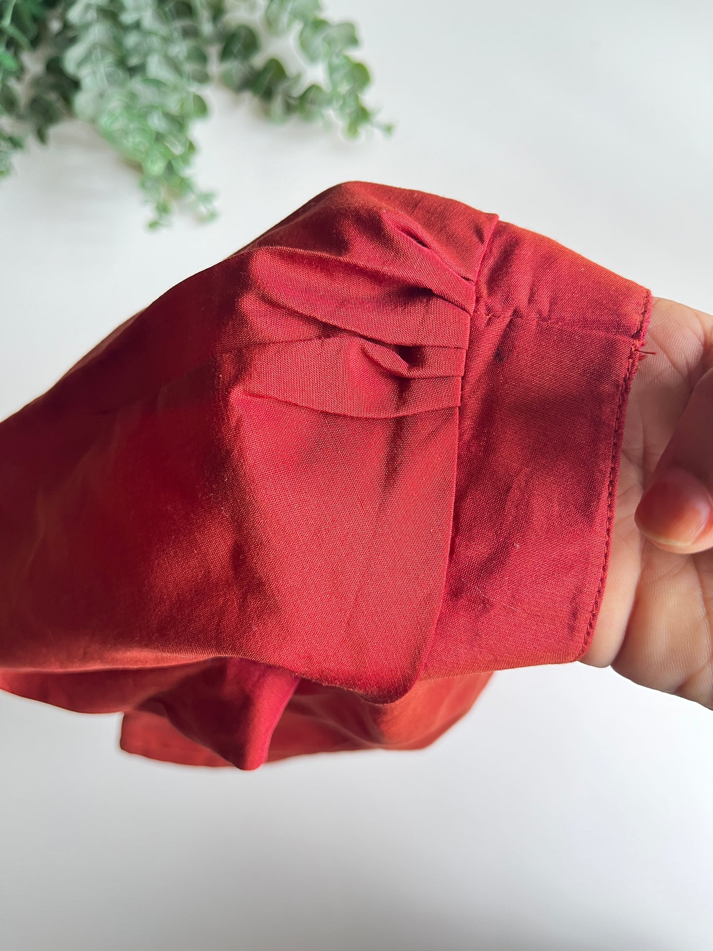 Brick Red Puff Sleeve Blouse