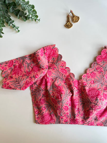 Pink Cotton Floral Blouse