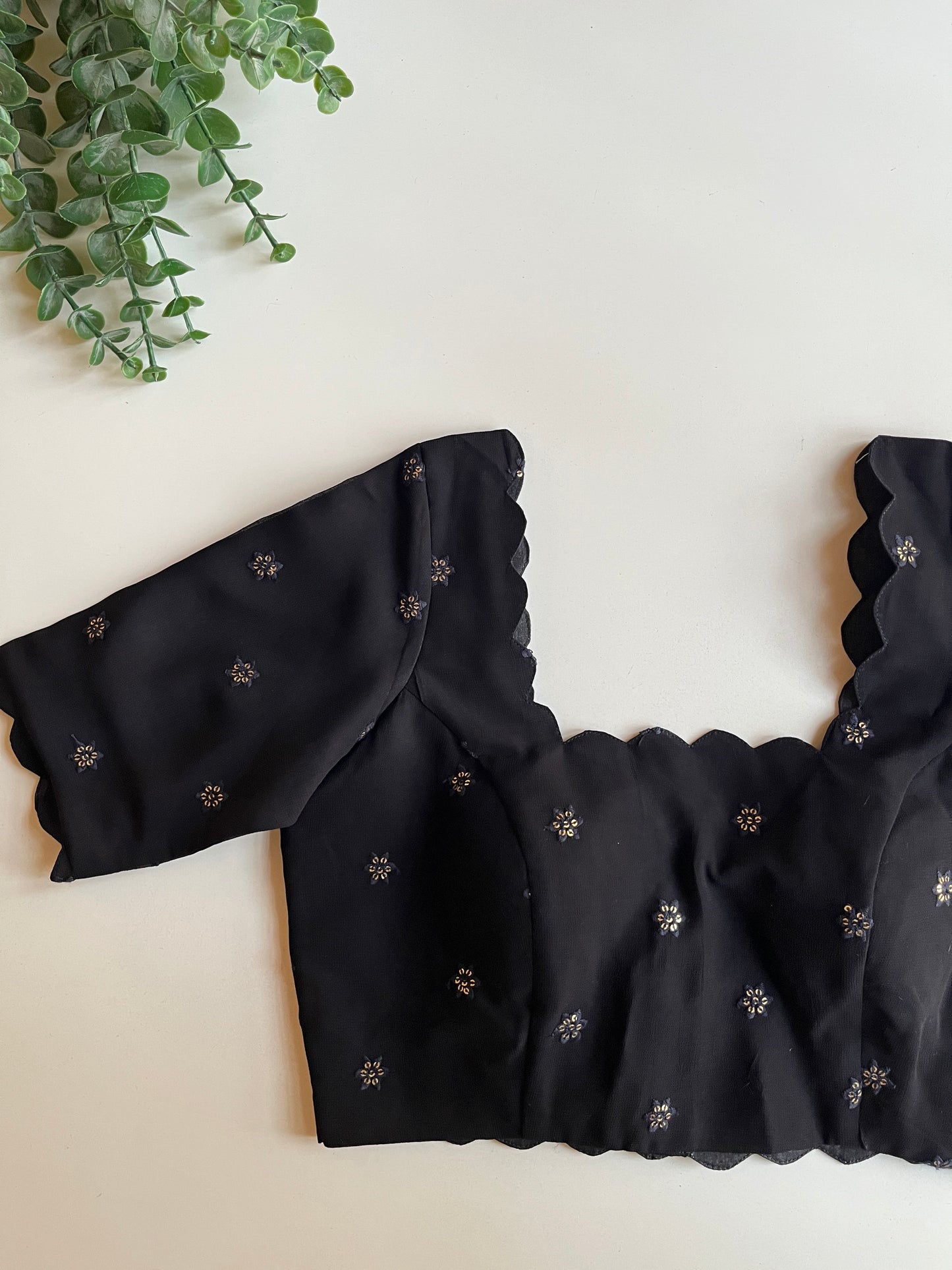 Black Scallop Blouse