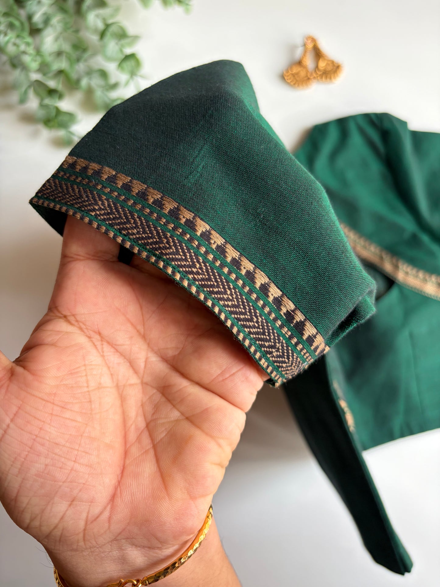 Green Border Blouse
