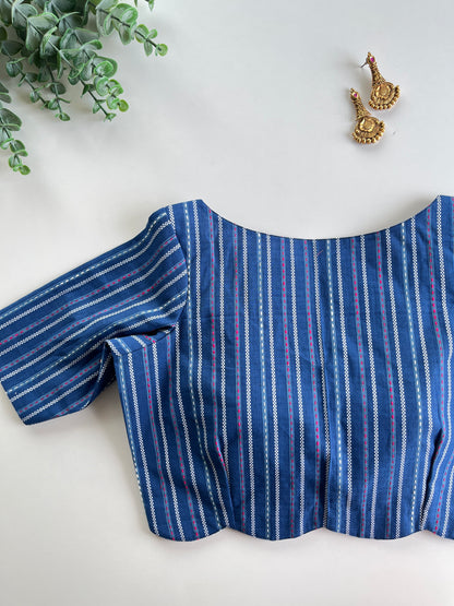 Blue Stripe Scallop Blouse