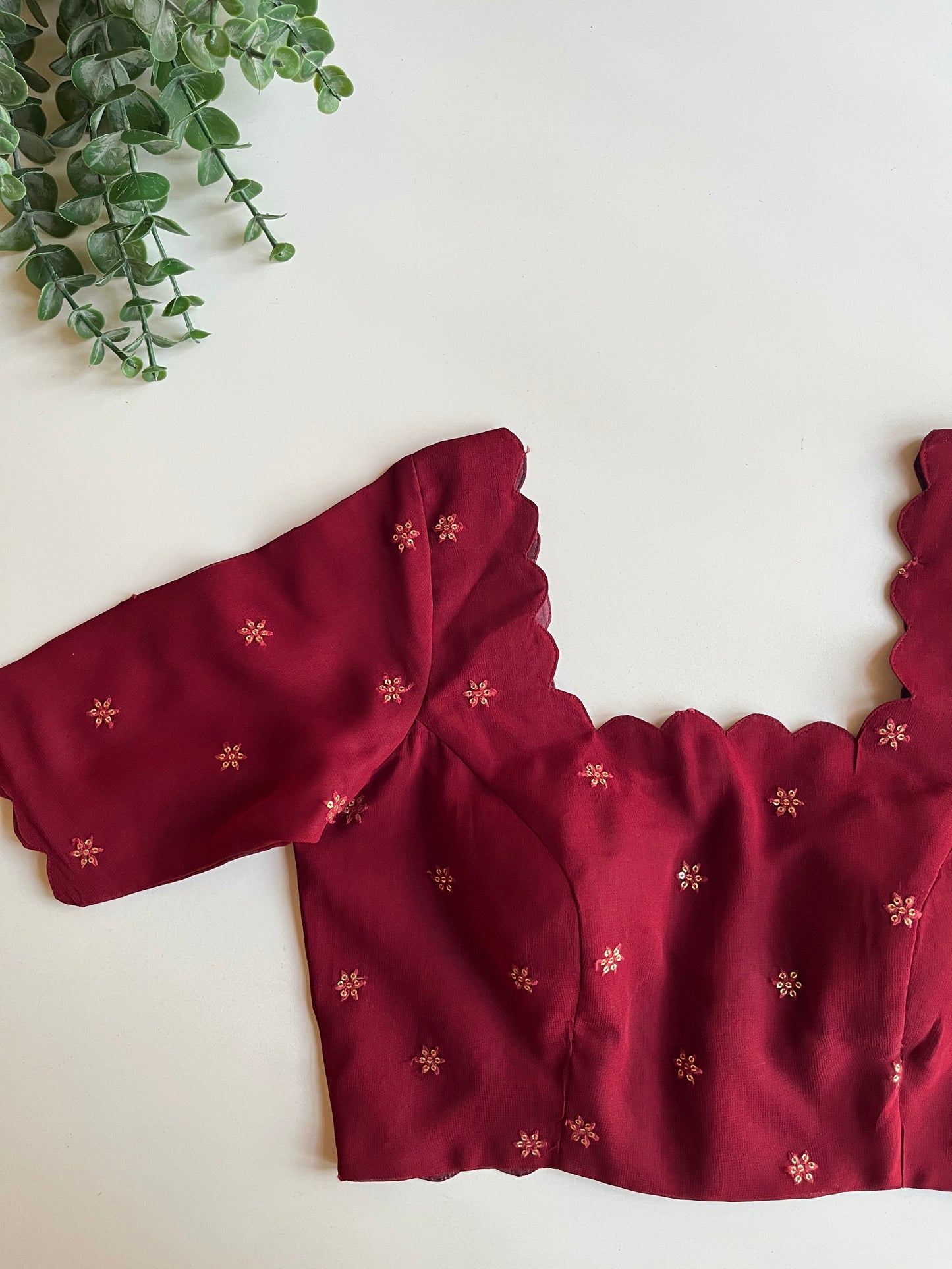 Maroon Scallop Blouse