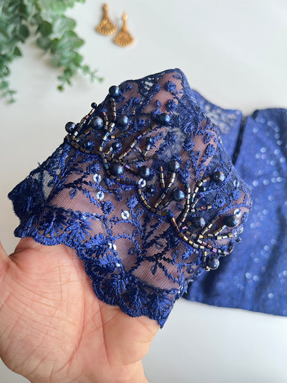 Navy Blue Embroidered Blouse