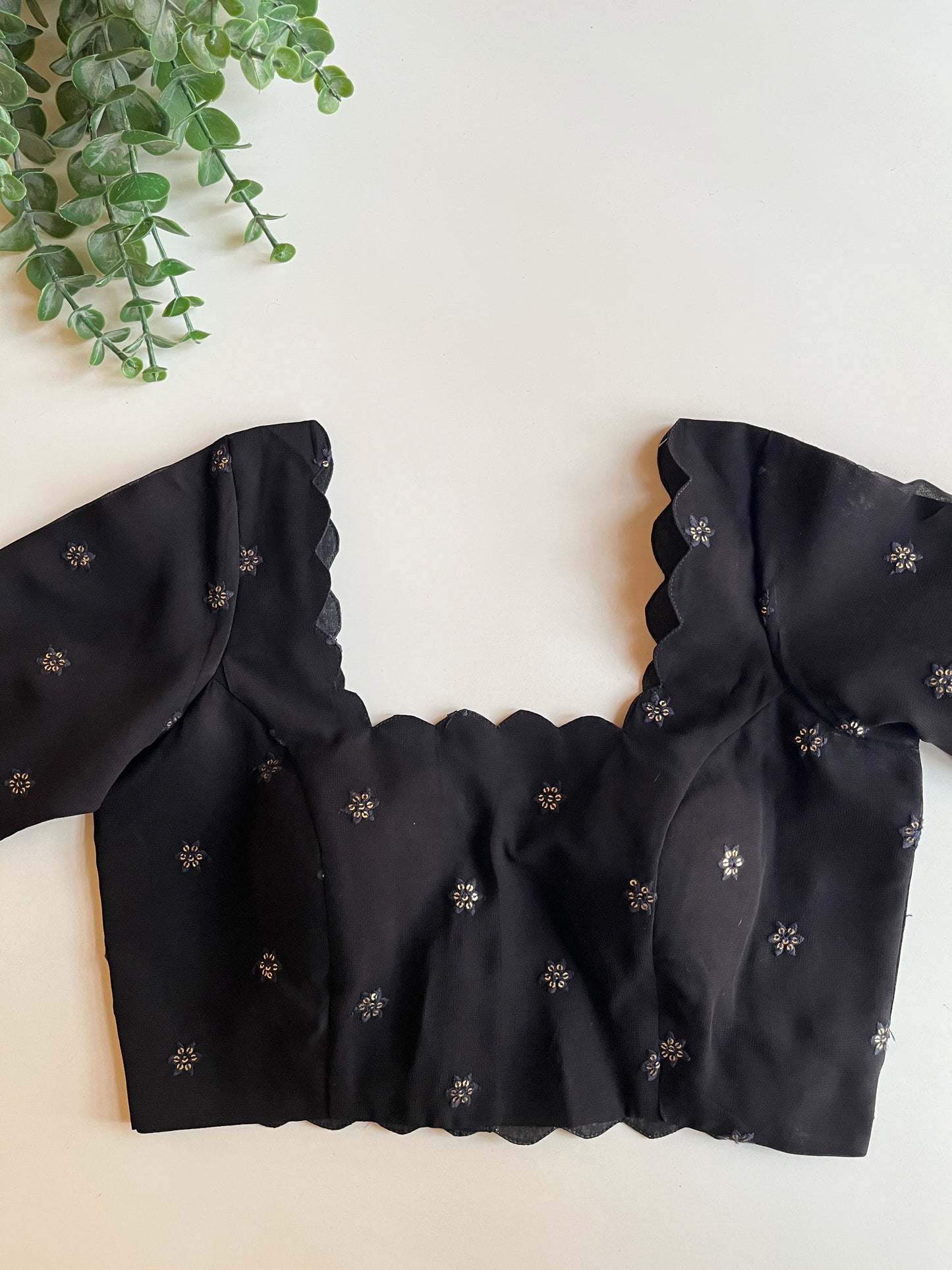 Black Scallop Blouse