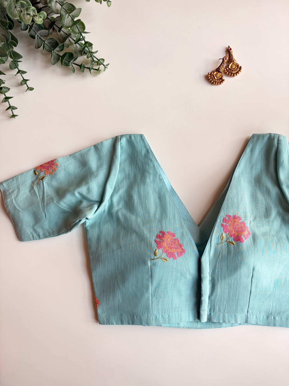 Pastel Blue Floral Blouse