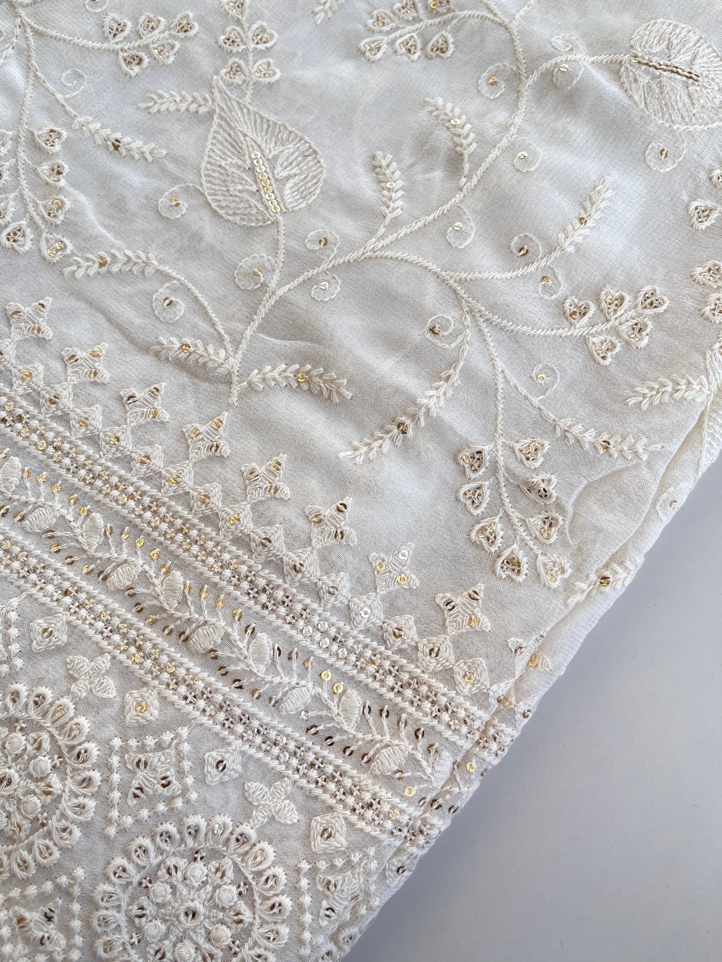 Chikankari Saree & Red Blouse