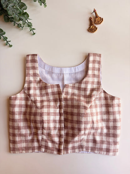 Brown Check Blouse
