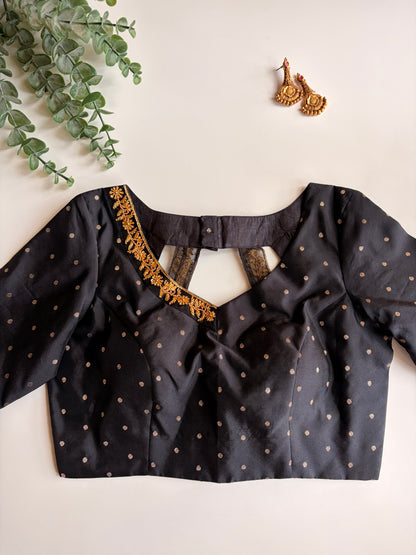 Black Polka Handworked Blouse
