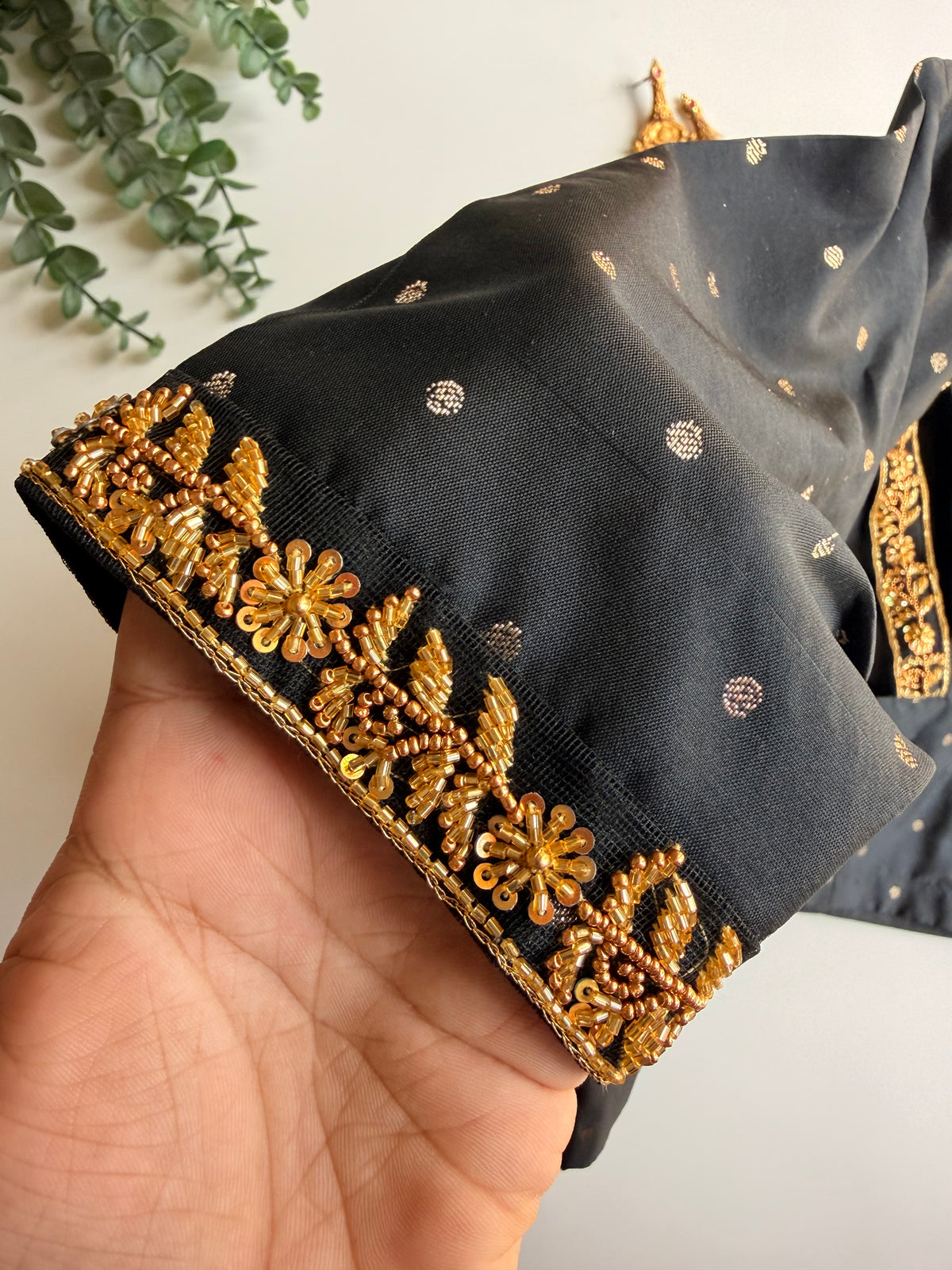 Black Polka Handworked Blouse
