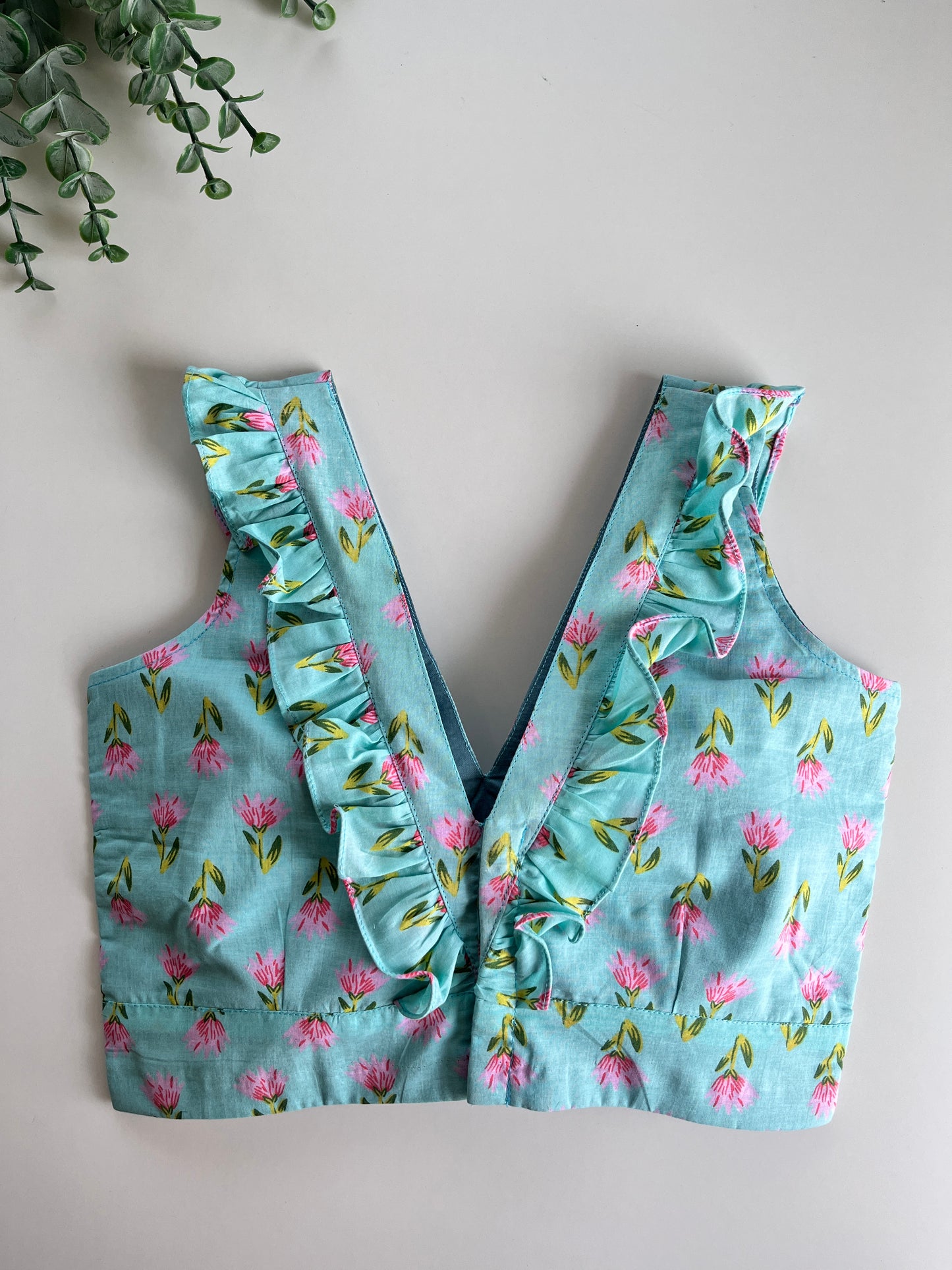 Block Printed Mint Blue Blouse