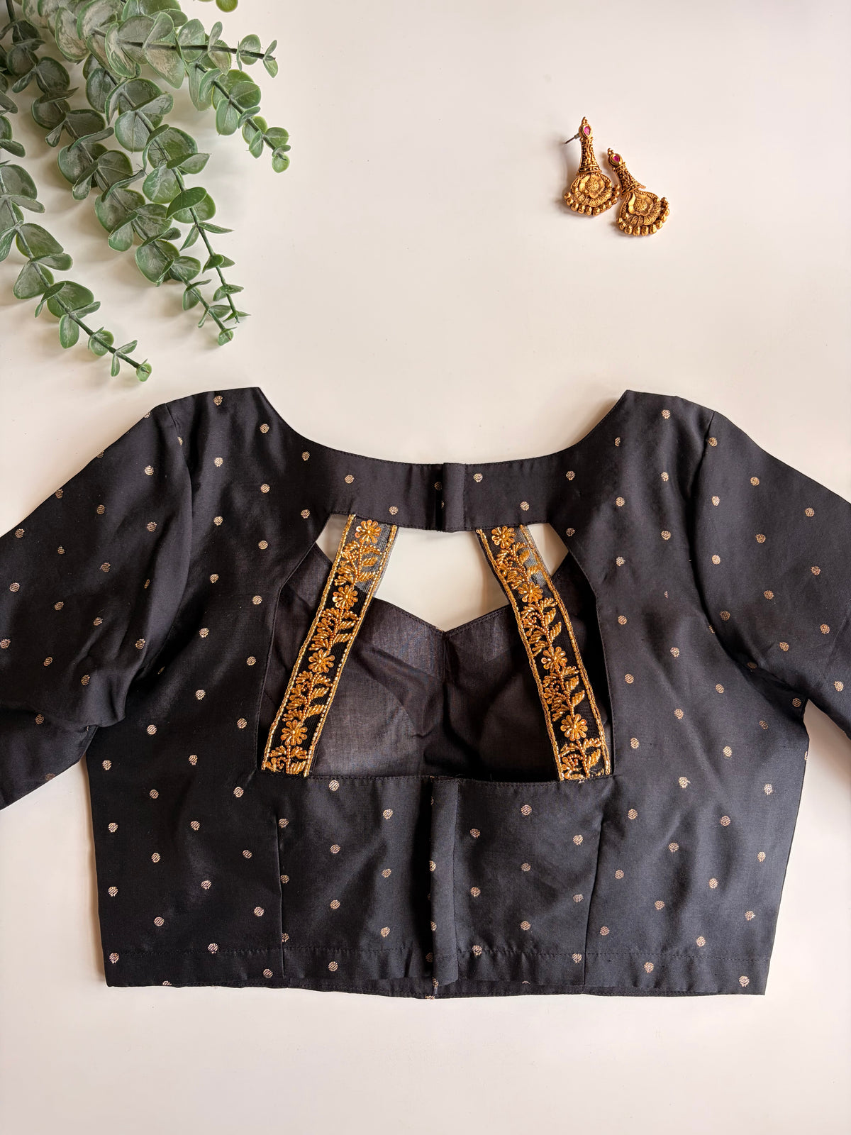 Black Polka Handworked Blouse