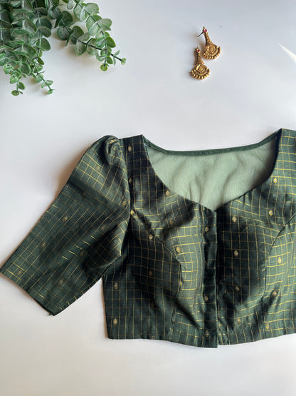Green Puff Sleeve Blouse