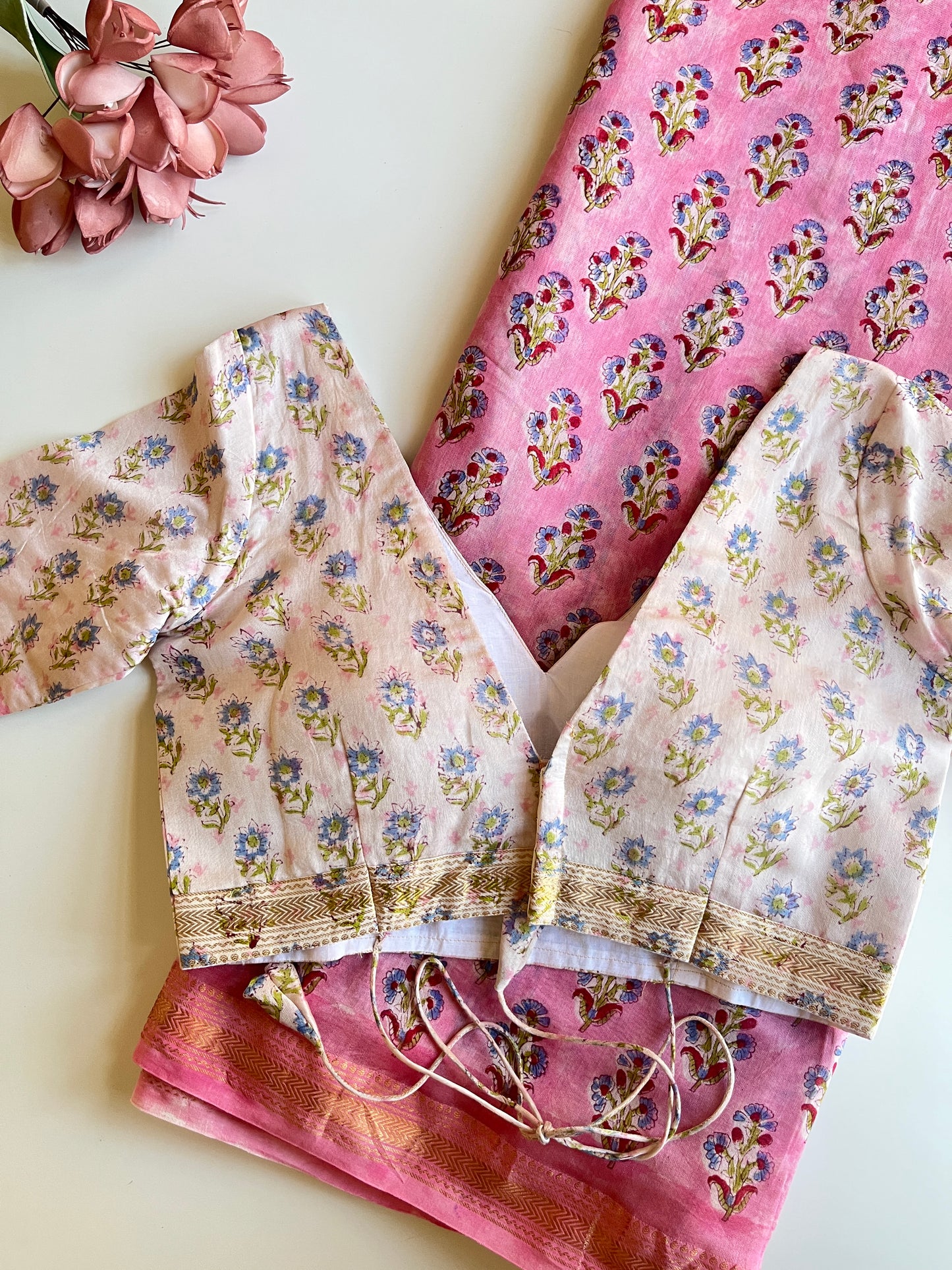 Blush Pink Cotton Silk Saree & Blouse