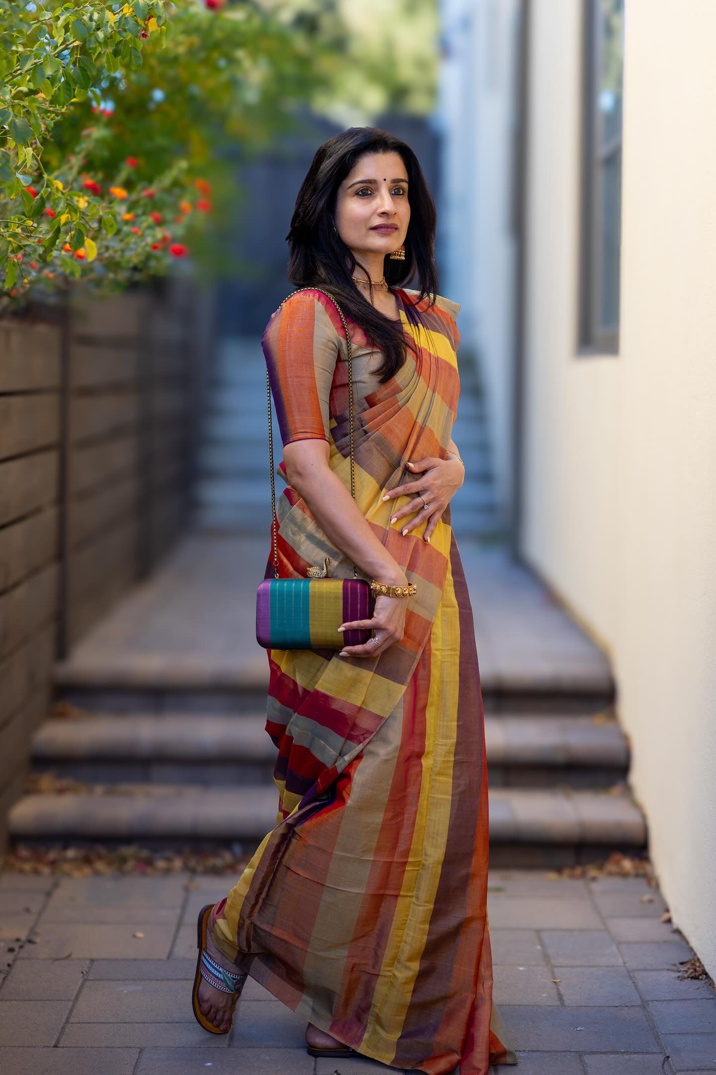 Multicolor Chanderi Silk Saree