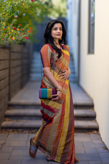 Multicolor Chanderi Silk Saree