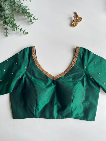 Green Basic Handwork Blouse