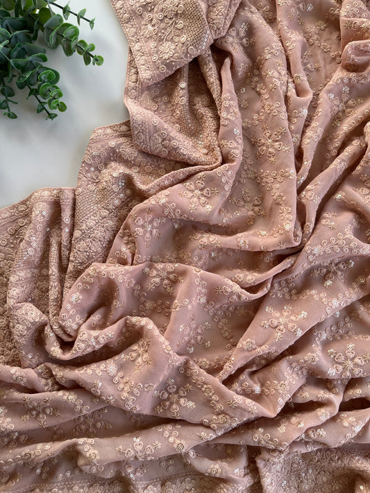 Light Nude Chikankari Saree