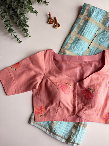 Inaara in Pastel Blue and Pink Blouse
