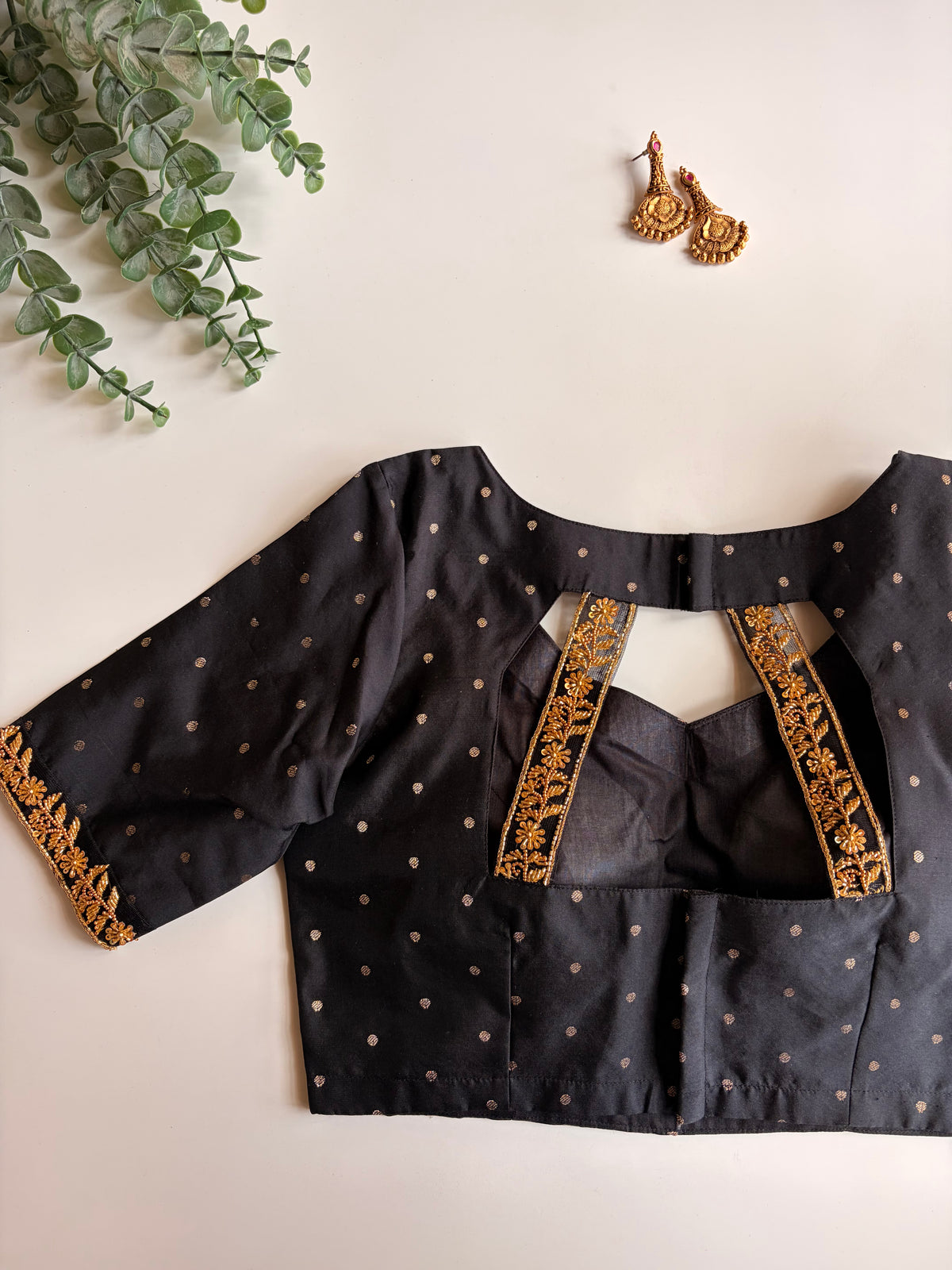 Black Polka Handworked Blouse
