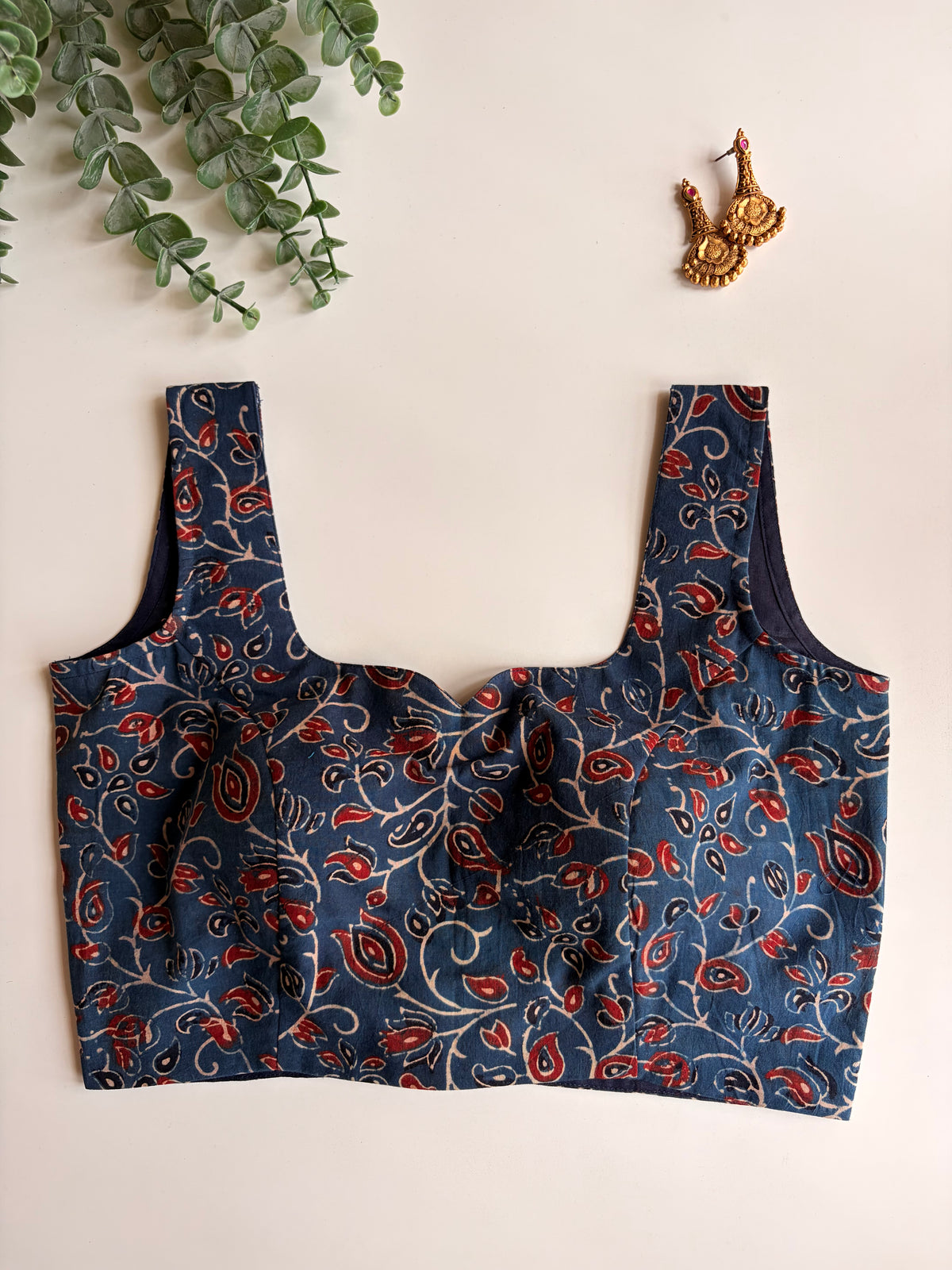 Navy Blue Ajrakh Blouse