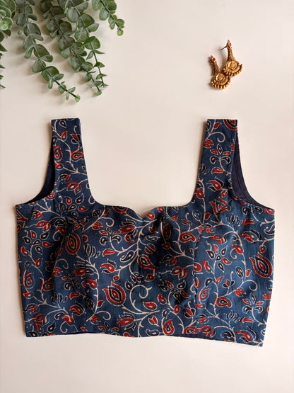 Navy Blue Ajrakh Blouse