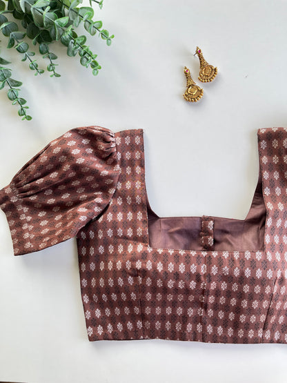 Chocolate Brown Brocade Blouse