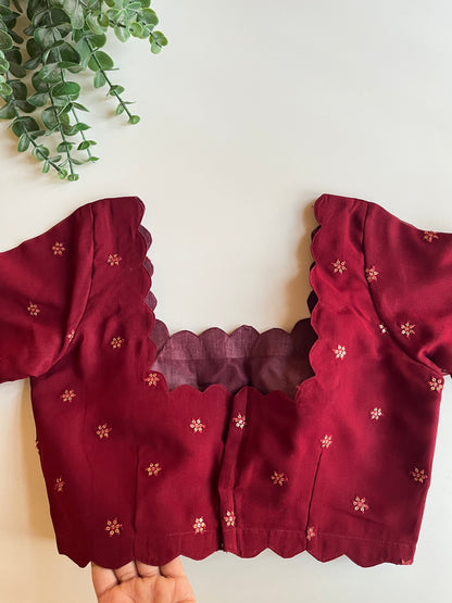 Maroon Scallop Blouse