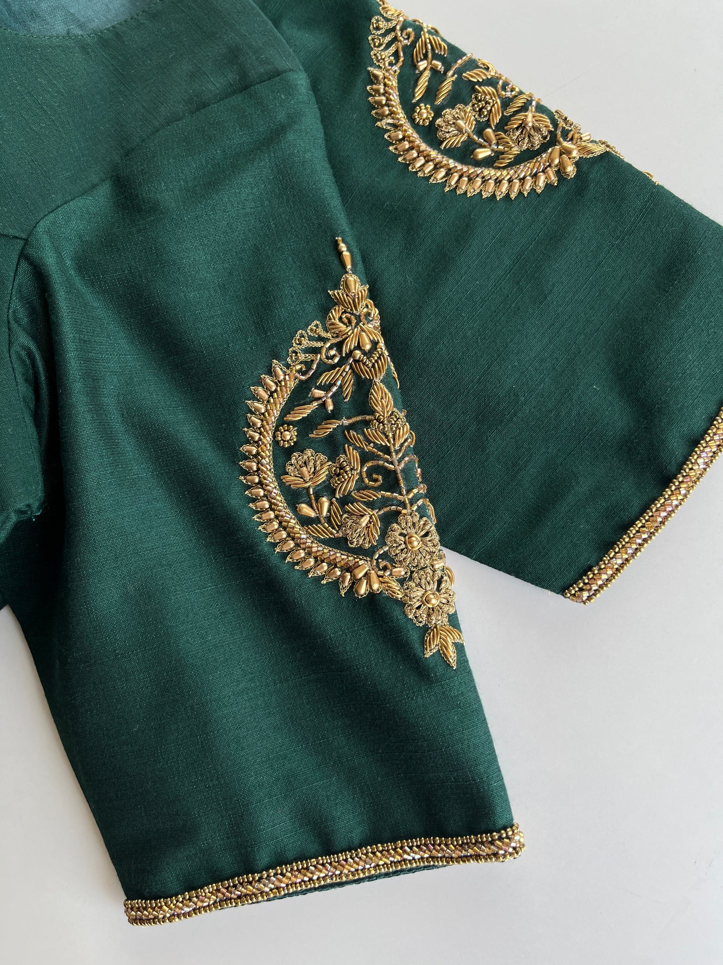 Dark Green Minimal Handwork Blouse