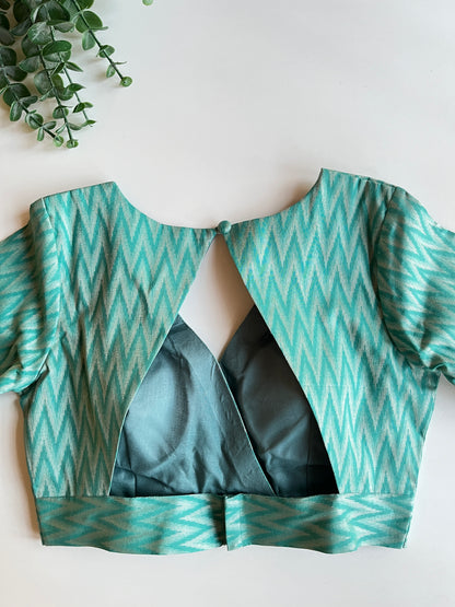 Blue Brocade Blouse