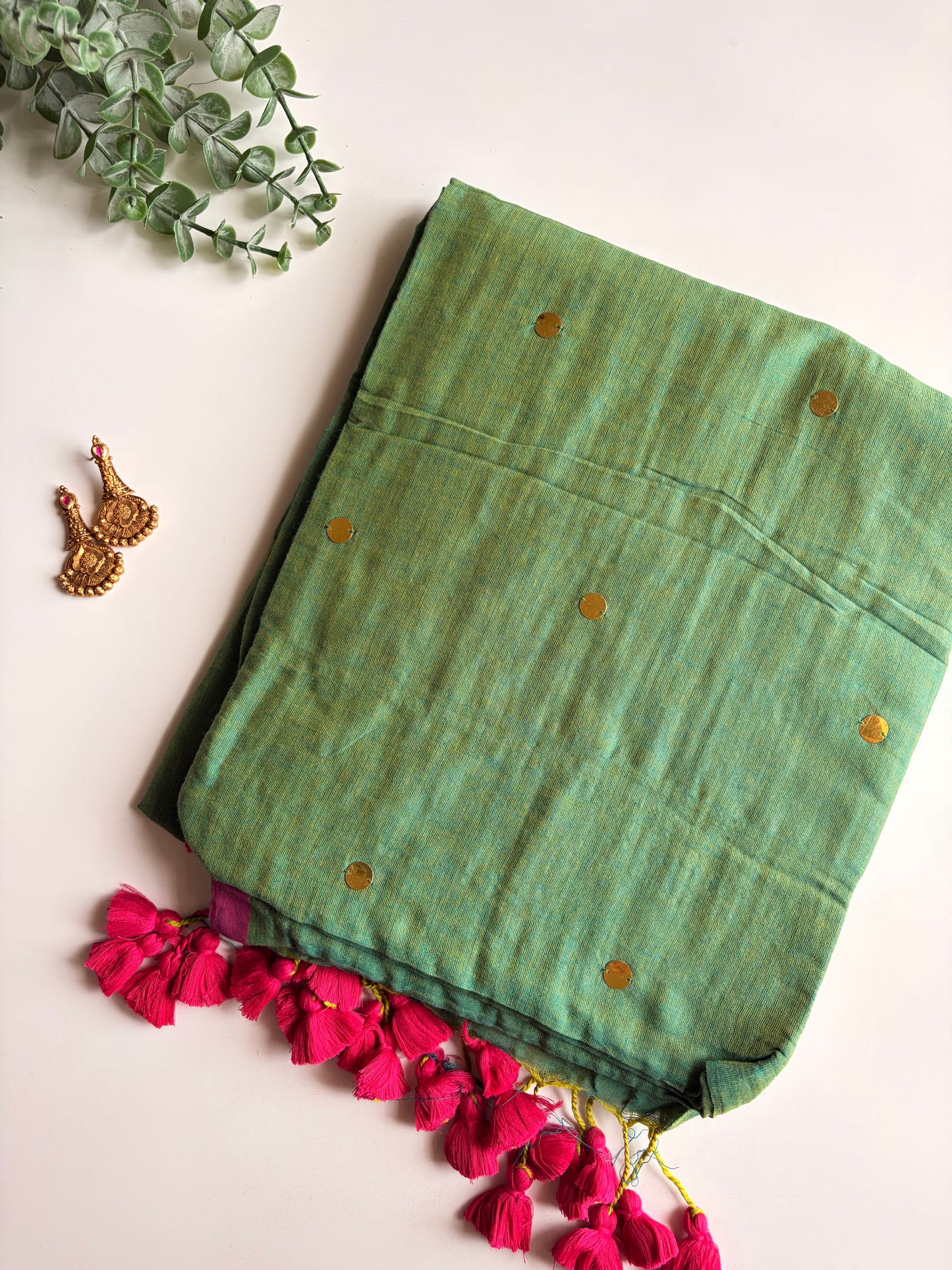 Green Mul Chumki Saree