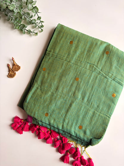 Green Mul Chumki Saree