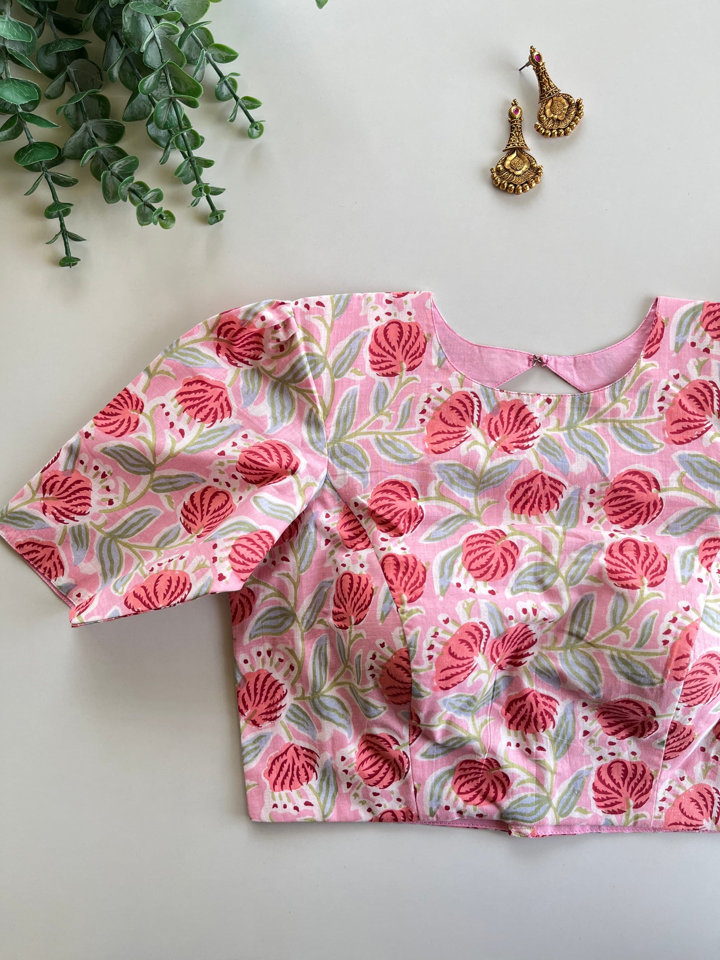 Pink Floral Cotton Blouse
