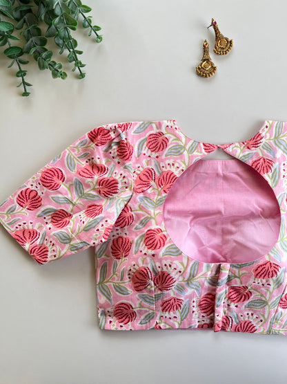 Pink Floral Cotton Blouse