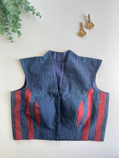 Indigo Maroon Stripes Blouse