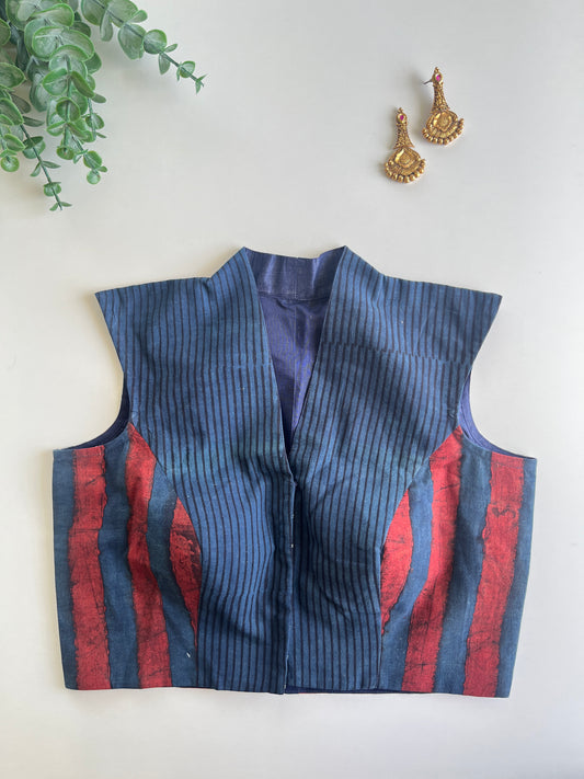 Indigo Maroon Stripes Blouse