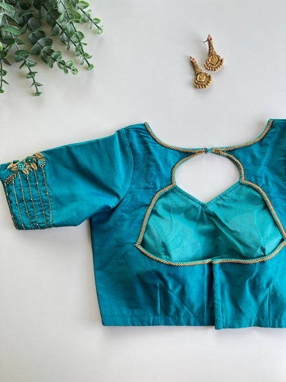 Peacock Blue Handwork Blouse