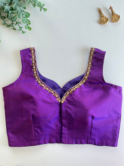 Purple Minimal Handwork Blouse