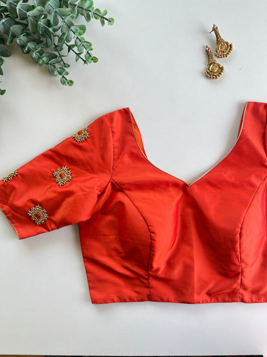 Orange Minimal Handwork Blouse