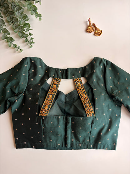 Green Polka Handworked Blouse