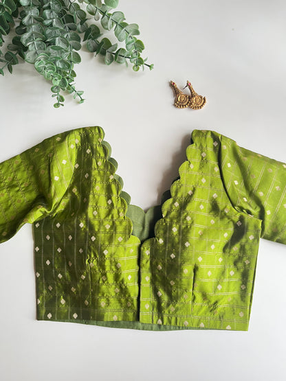 Olive Green Check Blouse