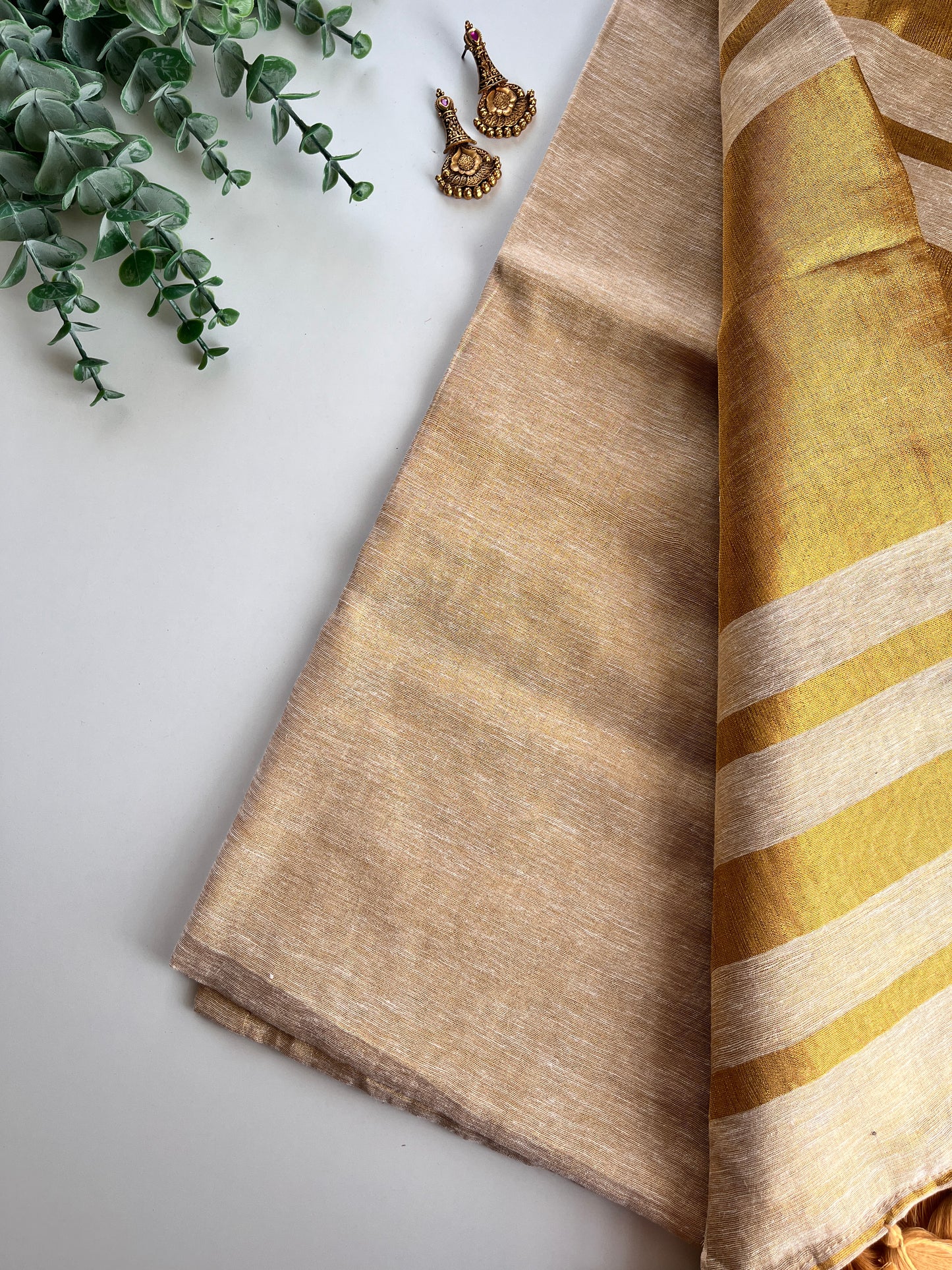 Tissue Linen Golden Saree