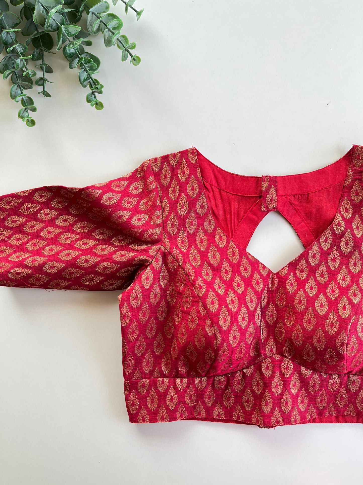 Red Brocade Blouse