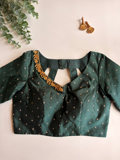 Green Polka Handworked Blouse